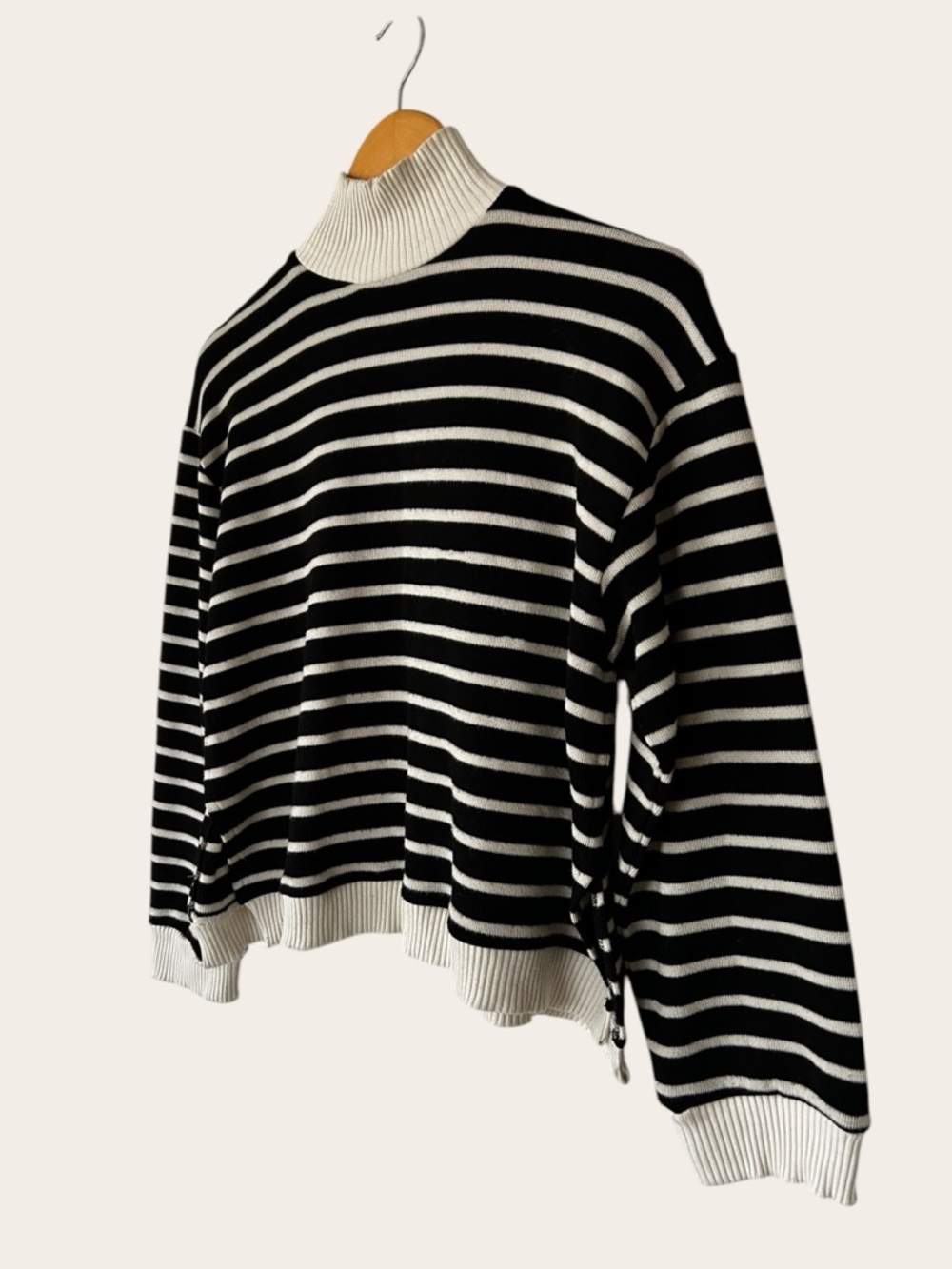 Zara Black White Striped Turtleneck Oversized - Picture 4 of 7